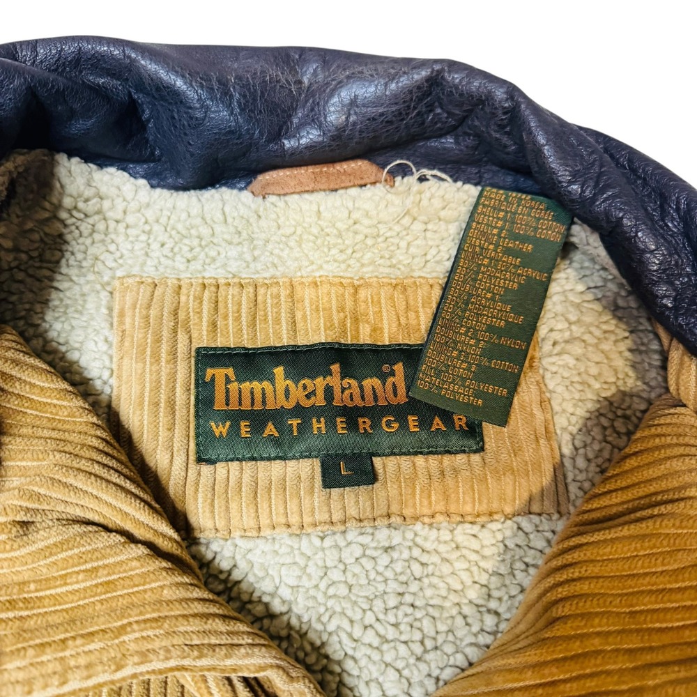 Timberland Mens Corduroy Sherpa Lined Trucker Chore Barn Jacket Brown Size Large - Picture 9 of 11
